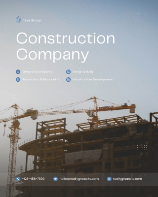 Sky Blue and White Simple Construction Company Promotion Instagram Post