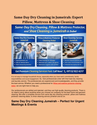Same Day Dry Cleaning in Jumeirah