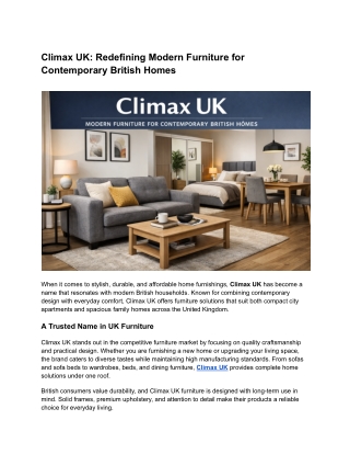 Climax UK Redefining Modern Furniture for Contemporary British Homes