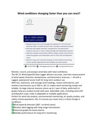 Wind conditions changing faster than you can react