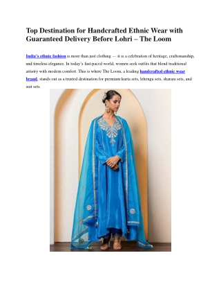 Top Destination for Handcrafted Ethnic Wear for Lohri – The Loom
