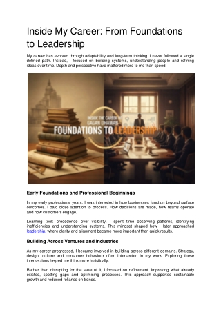 Inside My Career_ From Foundations to Leadership