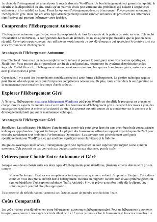 La Différence entre Hébergement Autonome et Géré pour WordPress !