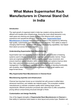 What Makes Supermarket Rack Manufacturers in Chennai Stand Out in India
