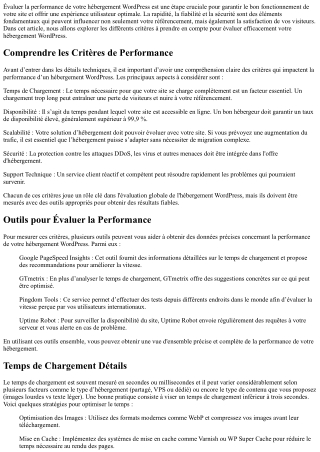 Comment Évaluer la Performance de votre Hébergement Wordpress ?