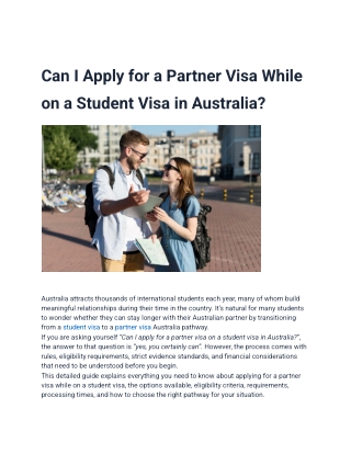 Can You Apply for a Partner Visa While on a Student Visa in Australia?