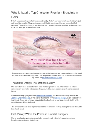 Why Is Izzari a Top Choice for Premium Bracelets in Delhi