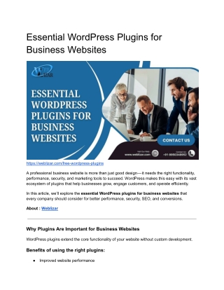 Essential WordPress Plugins for Business Websites