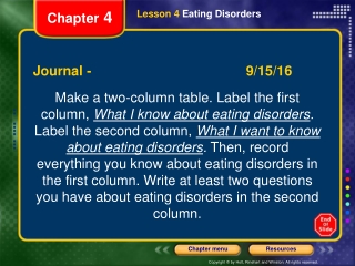 Lesson 4 Eating Disorders
