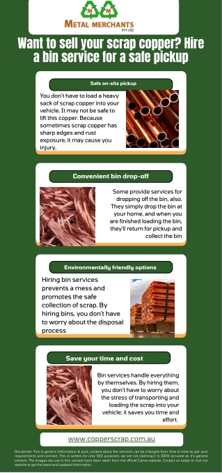 Want to sell your scrap copper Hire a bin service for a safe pickup from your home