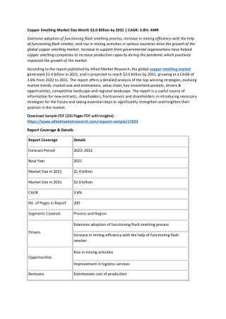 Copper Smelting Market Industry Size, Growth Opportunities, and Regional Analysi