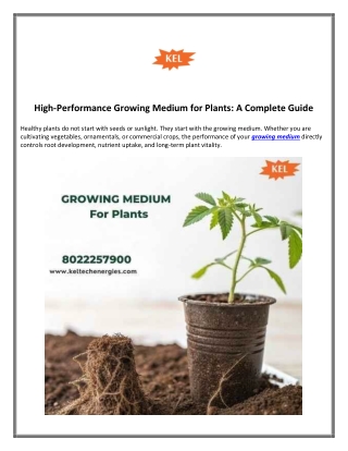 Growing Medium for Plants