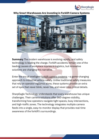 Smart Forklift Safety: Camera Systems That Save Lives | SharpEagle