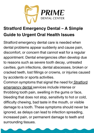 Stratford Emergency Dental – Common Causes and Early Signs of Dental Emergencies