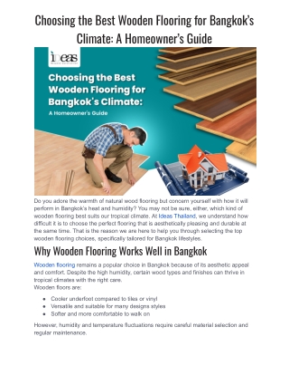 Choosing the Best Wooden Flooring for Bangkok’s Climate: A Homeowner’s Guide