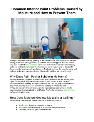 Common Interior Paint Problems Caused by Moisture and How to Prevent Them