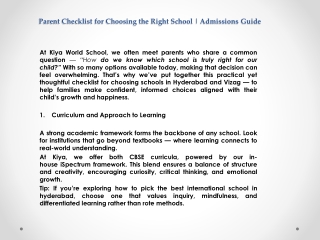 Parent Checklist for Choosing the Right School | Admissions Guide