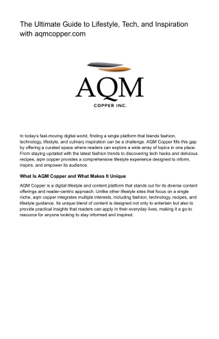 AQM Copper – Elevate Your Everyday