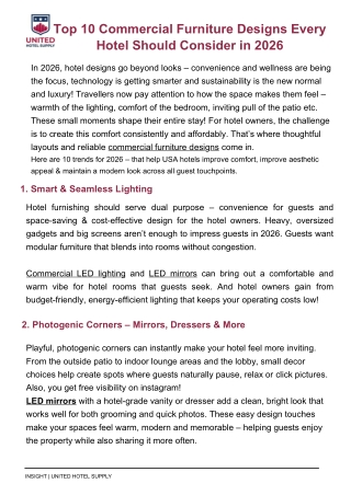 Top 10 Commercial Furniture Designs, Every Hotel Should Consider in 2026