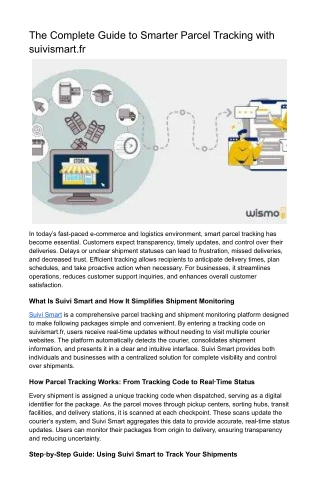 SuiviSmart Suivi de Colis Simplifié