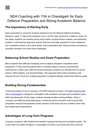 NDA Coaching with 11th in Chandigarh for Early Defence Preparation and Strong Academic Balance