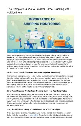Suivionline Suivi de Colis en Ligne