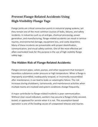 Prevent Flange-Related Accidents Using High-Visibility Flange Tags