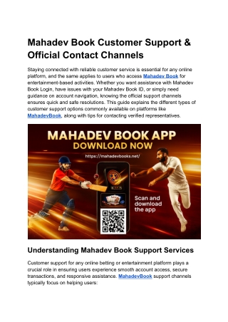 Mahadev Book Customer Support & Official Contact Channels