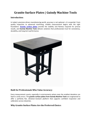 Granite Surface Plates | Guindy machine tools