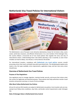 Netherlands Visa Travel Policies for International Visitors