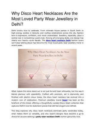 Why Disco Heart Necklaces Are the Most Loved Party Wear Jewellery in Delhi