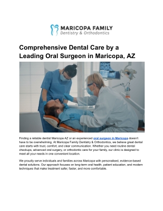 Comprehensive Dental Care by a Leading Oral Surgeon in Maricopa, AZ