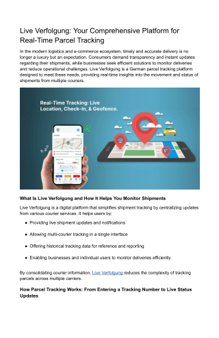 Liveverfolgung Sendungsverfolgung & Paketstatus