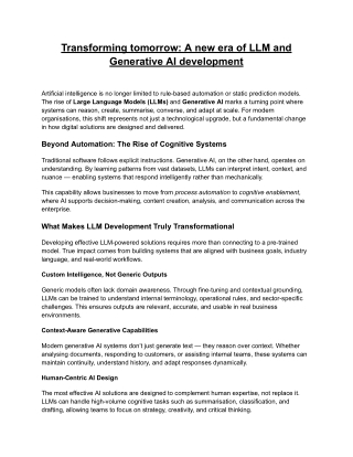 From data to decisions: Advanced LLM and generative AI development