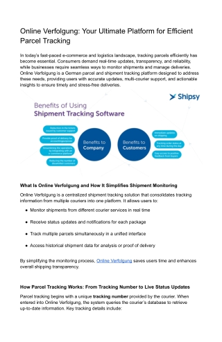 Onlineverfolgung Verfolgung & Sendungsverfolgung