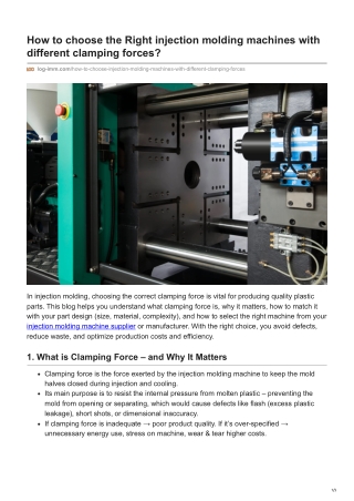 How to choose the Right injection molding machines with different clamping forces
