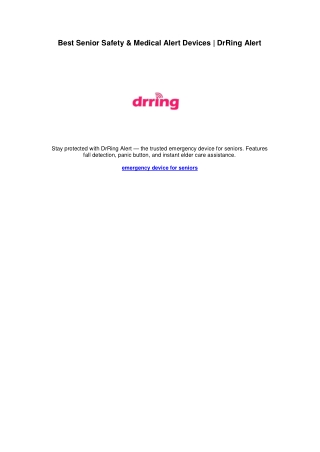 Best Senior Safety & Medical Alert Devices | DrRing Alert