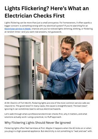 Lights Flickering Here’s What an Electrician Checks First