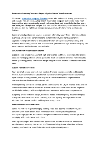 Renovation Company Toronto— Expert High-End Home Transformations