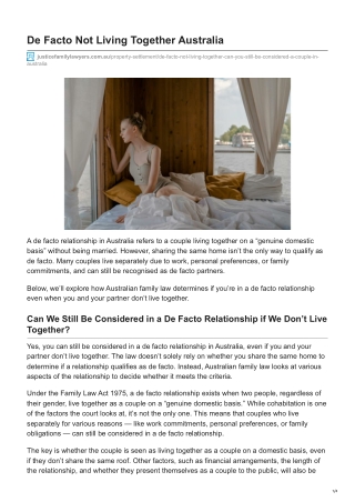 De Facto Not Living Together Australia