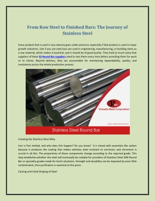 From Raw Steel to Finished Bars: The Journey of Stainless Steel