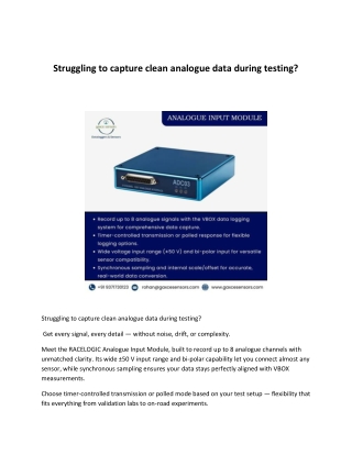 Struggling to capture clean analogue data during testing