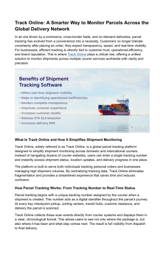Track Online Global Parcel & Delivery Tracking Platform