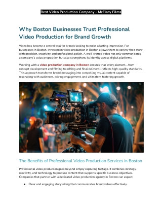 Why Boston Businesses Trust Professional Video Production for Brand Growth