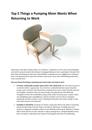 Top 5 Things a Pumping Mom Wants When Returning to Work