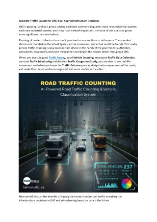 Accurate Traffic Counts for UAE- Fuel Your Infrastructure Decisions