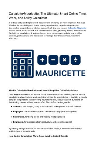 Calculette‑Mauricette Online Work Time Calculator