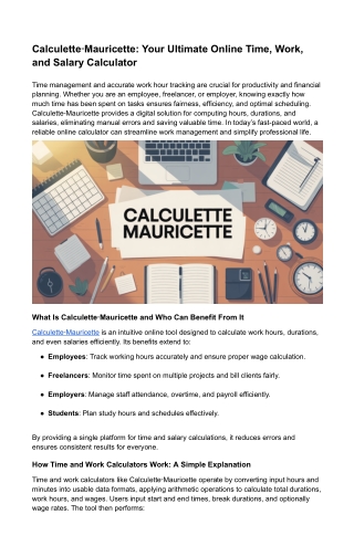 Calculette‑Mauricette Online Time Calculator