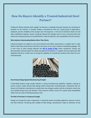 How Do Buyers Identify a Trusted Industrial Steel Partner?