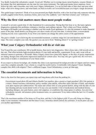 Calgary Braces Checklist: What to Bring to Your First Visit